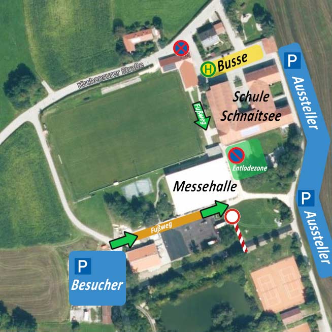 Parkmöglichkeiten bei der Berufsinfomesse in Schnaitsee